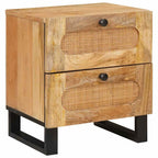 Armario de Noche con cajón 2 pcs Natural 40 x 33 x 46 cm
