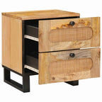 Armario de Noche con cajón 2 pcs Natural 40 x 33 x 46 cm