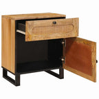 Armario de Noche Natural 50 x 33 x 60 cm Madera de mango maciza