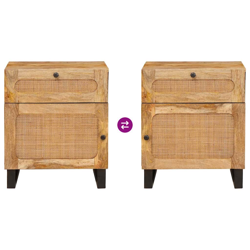 Armario de Noche Natural 50 x 33 x 60 cm Madera de mango maciza