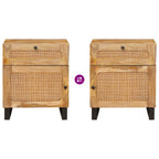 Armario de Noche Natural 50 x 33 x 60 cm Madera de mango maciza