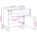 Armario de Noche Natural 50 x 33 x 60 cm Madera de mango maciza