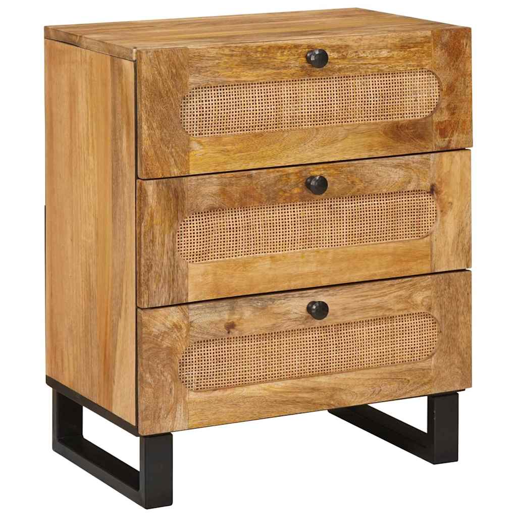 Armario de Noche Natural 50 x 33 x 62 cm Madera de mango maciza
