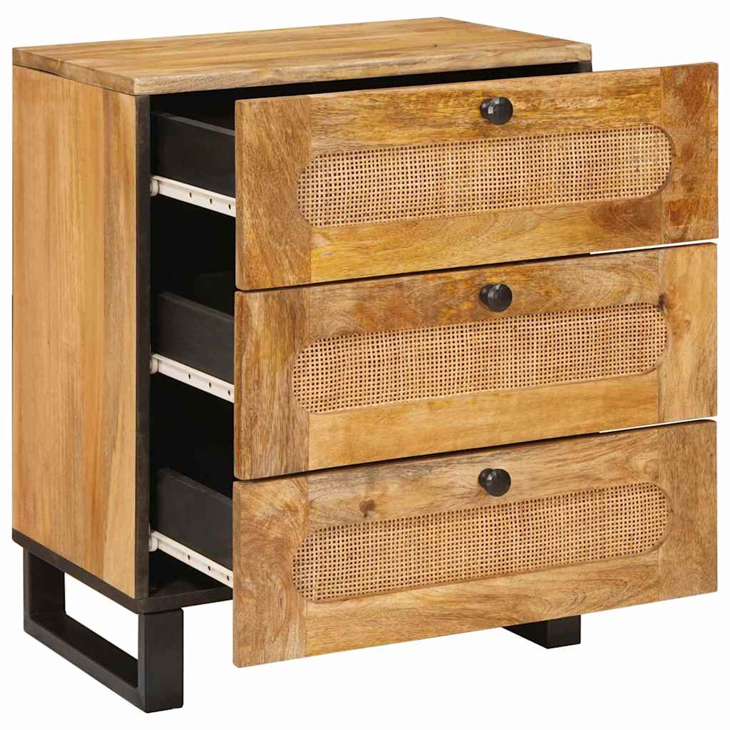 Armario de Noche Natural 50 x 33 x 62 cm Madera de mango maciza
