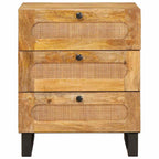 Armario de Noche Natural 50 x 33 x 62 cm Madera de mango maciza
