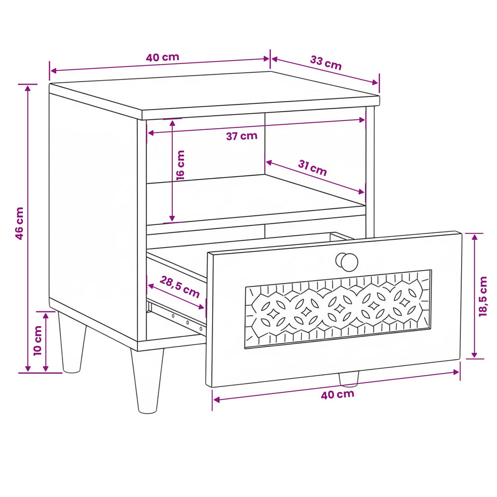 Mesa de noche 2 pcs Marrón Claro 40 x 33 x 46 cm