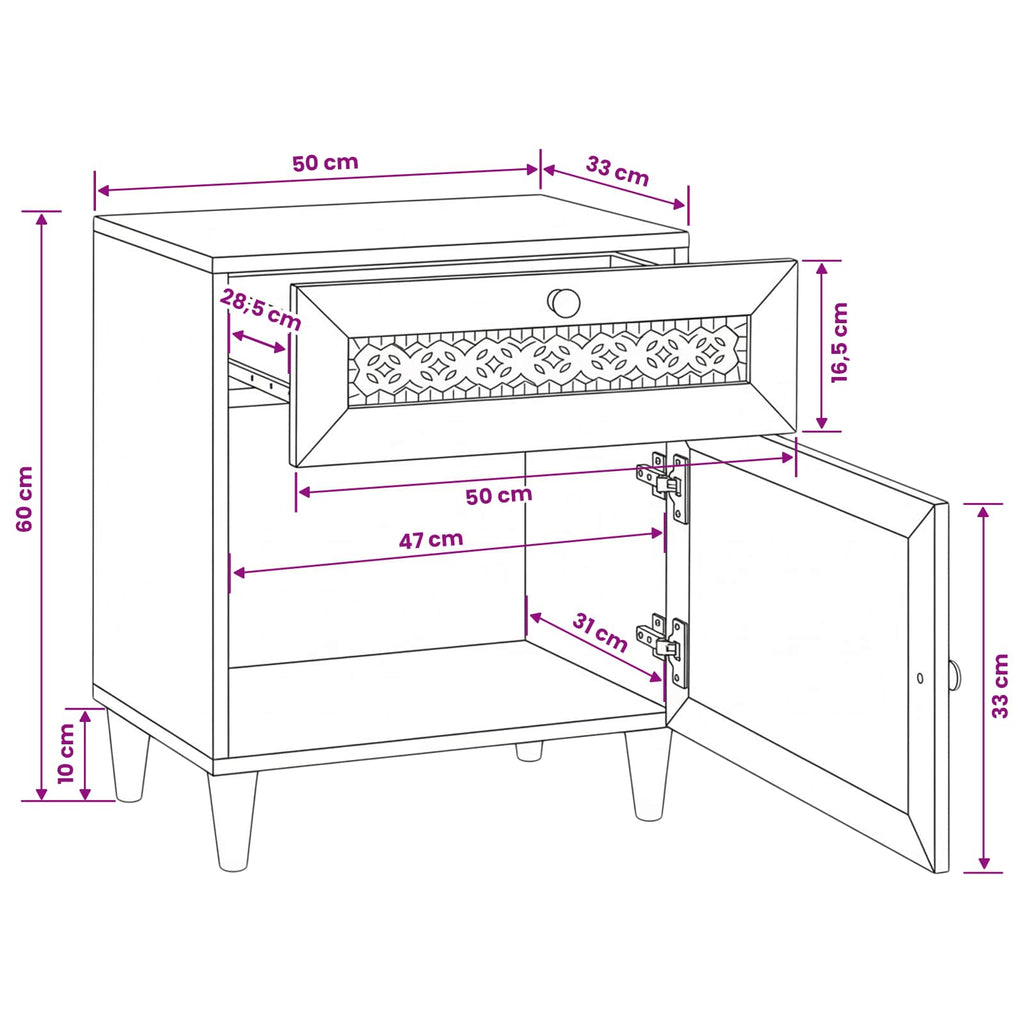 Mesa de noche Marrón Claro 50 x 33 x 60 cm Madera de ingeniería