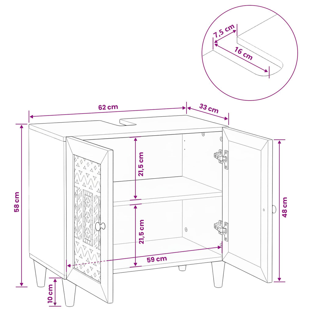 Mueble de Cuarto de Baño Marrón Claro 62 x 33 x 58 cm