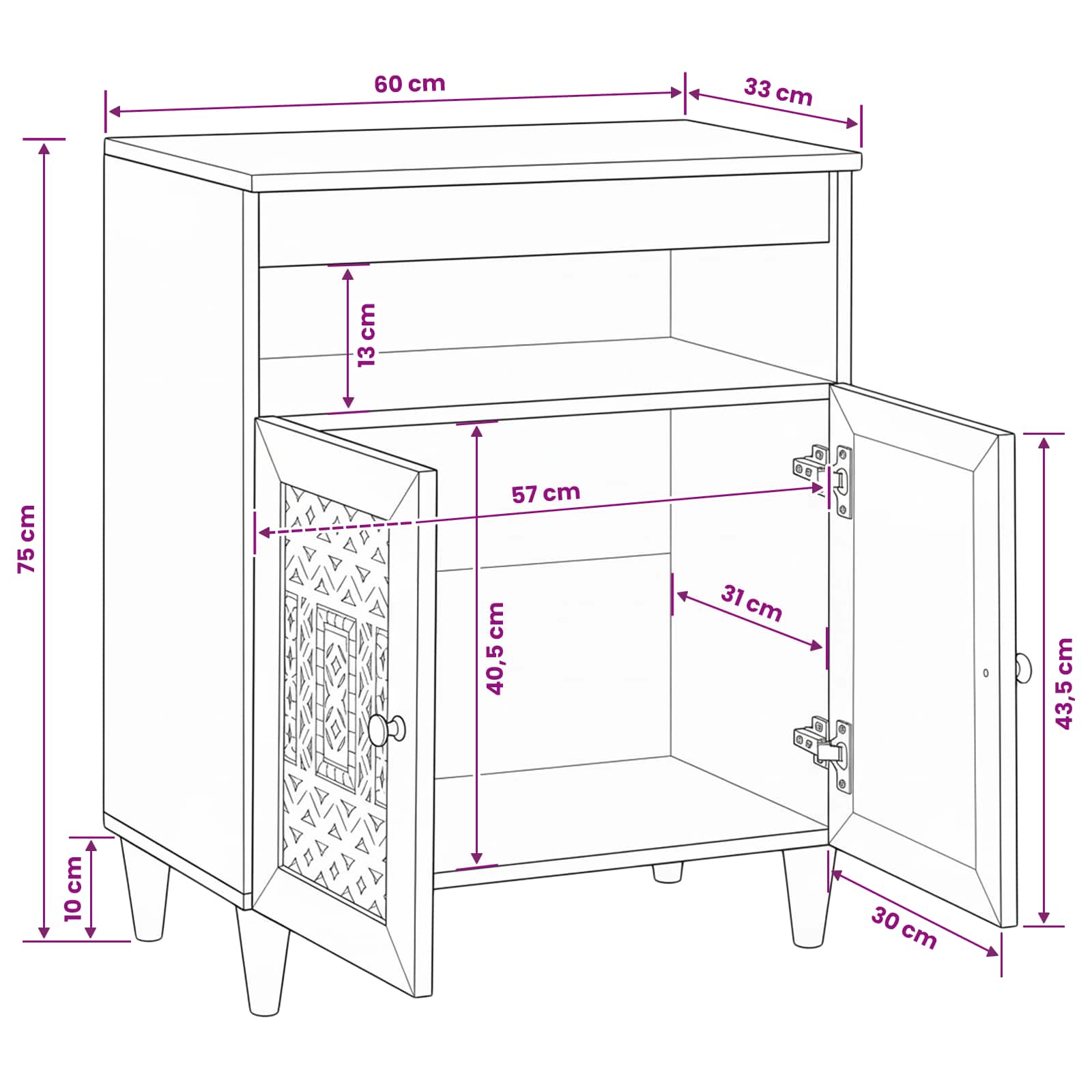Vitrina Marrón claro 33.5 x 60 x 75 cm
