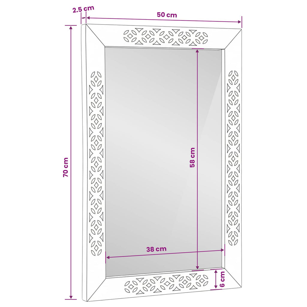 espejo de pared 70 x 50 cm Madera de Ingeniería y Vidrio