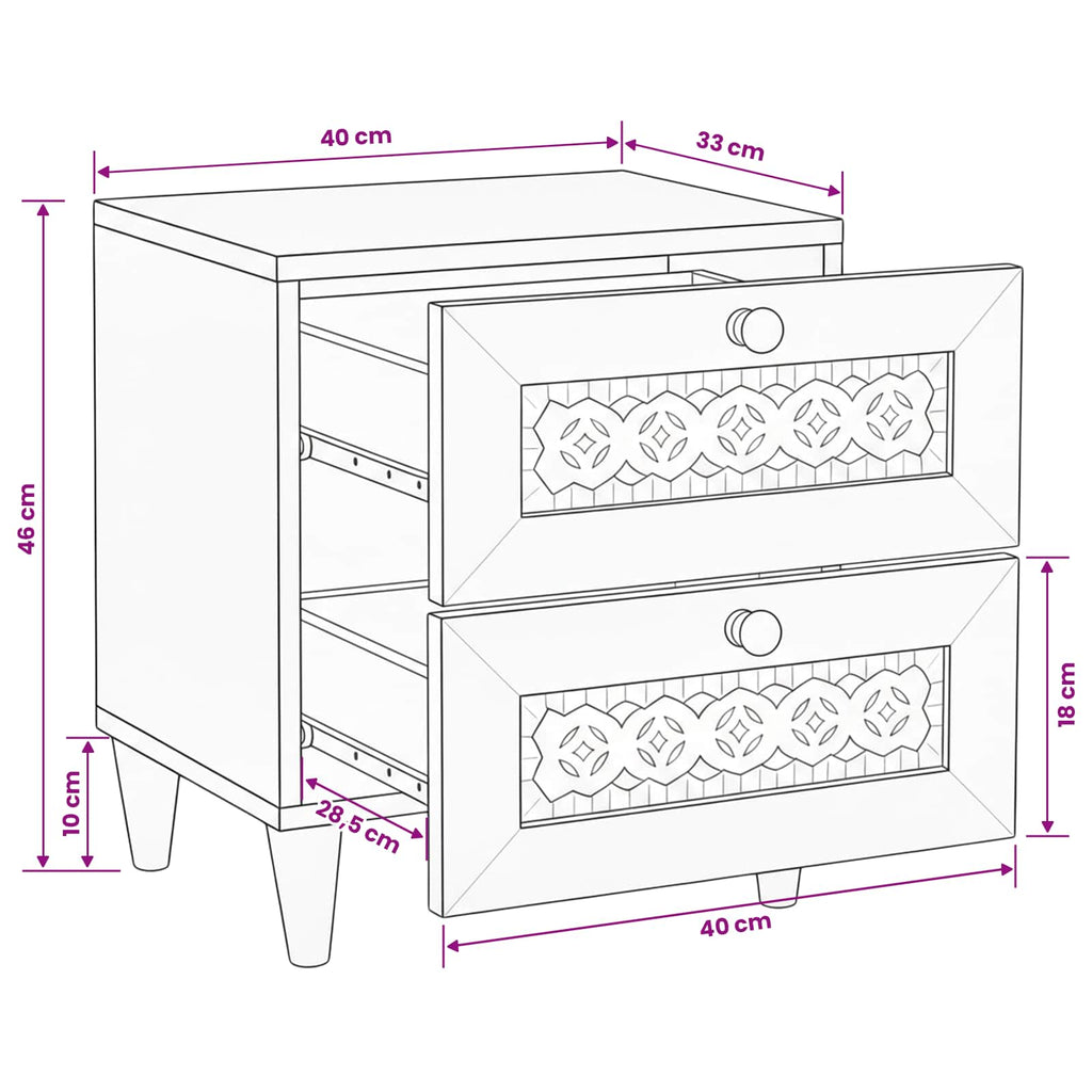 Mesa de noche Blanco 40 x 33 x 46 cm Madera de ingeniería