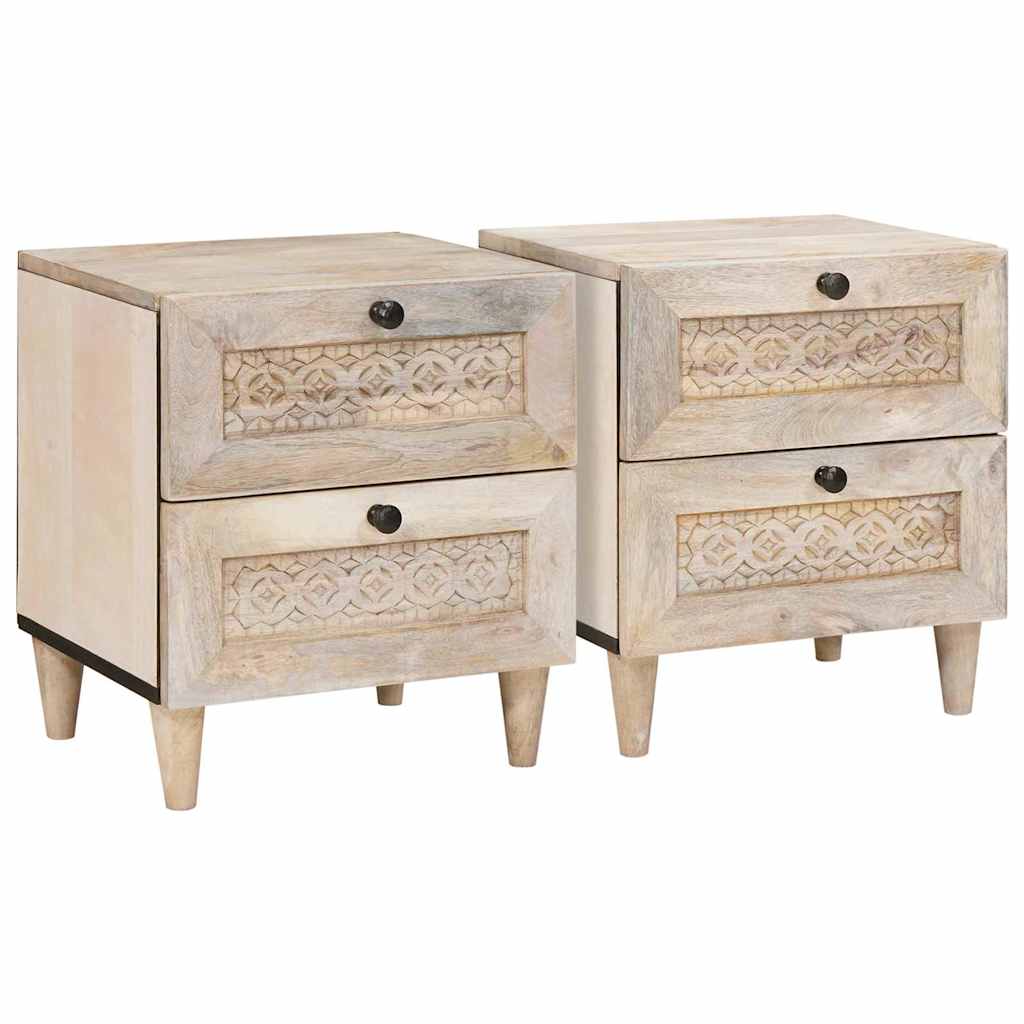 Mesa de noche 2 pcs Blanco 40 x 33 x 46 cm Madera de ingeniería