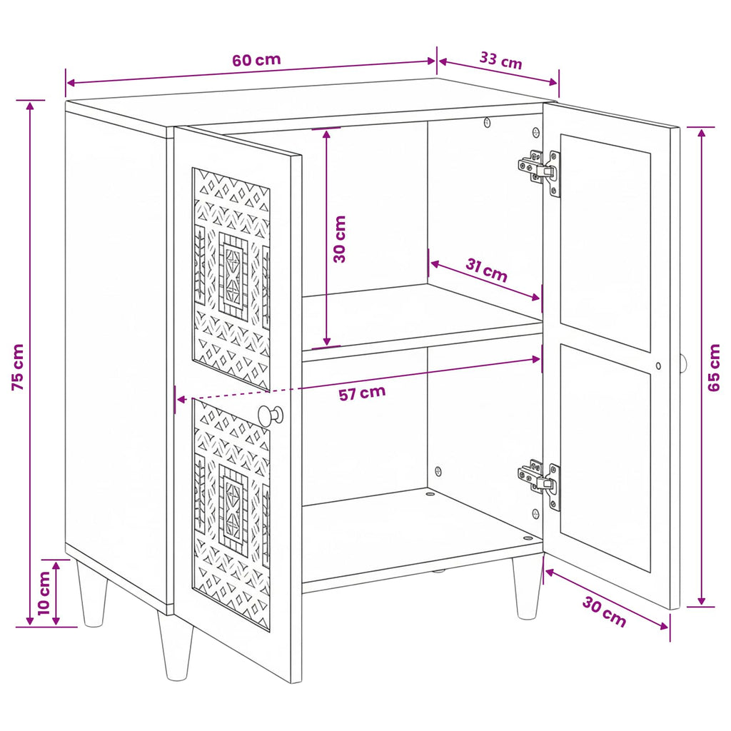 Vitrina Blanco 60 x 33 x 75 cm madera maciza de mango