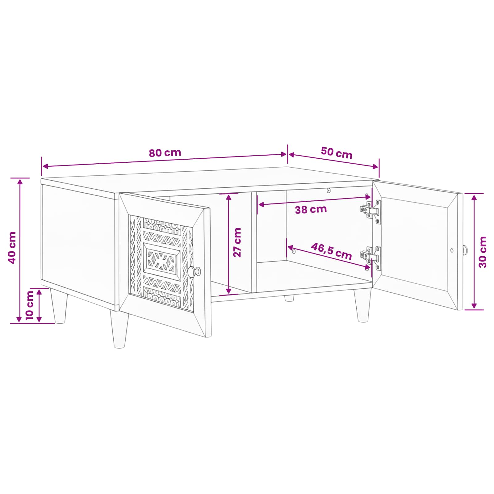Mesa de centro Blanco 80 x 54 x 40 cm Madera de ingeniería