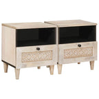 Mesa de noche 2 pcs Blanco 40 x 33 x 46 cm Madera de ingeniería