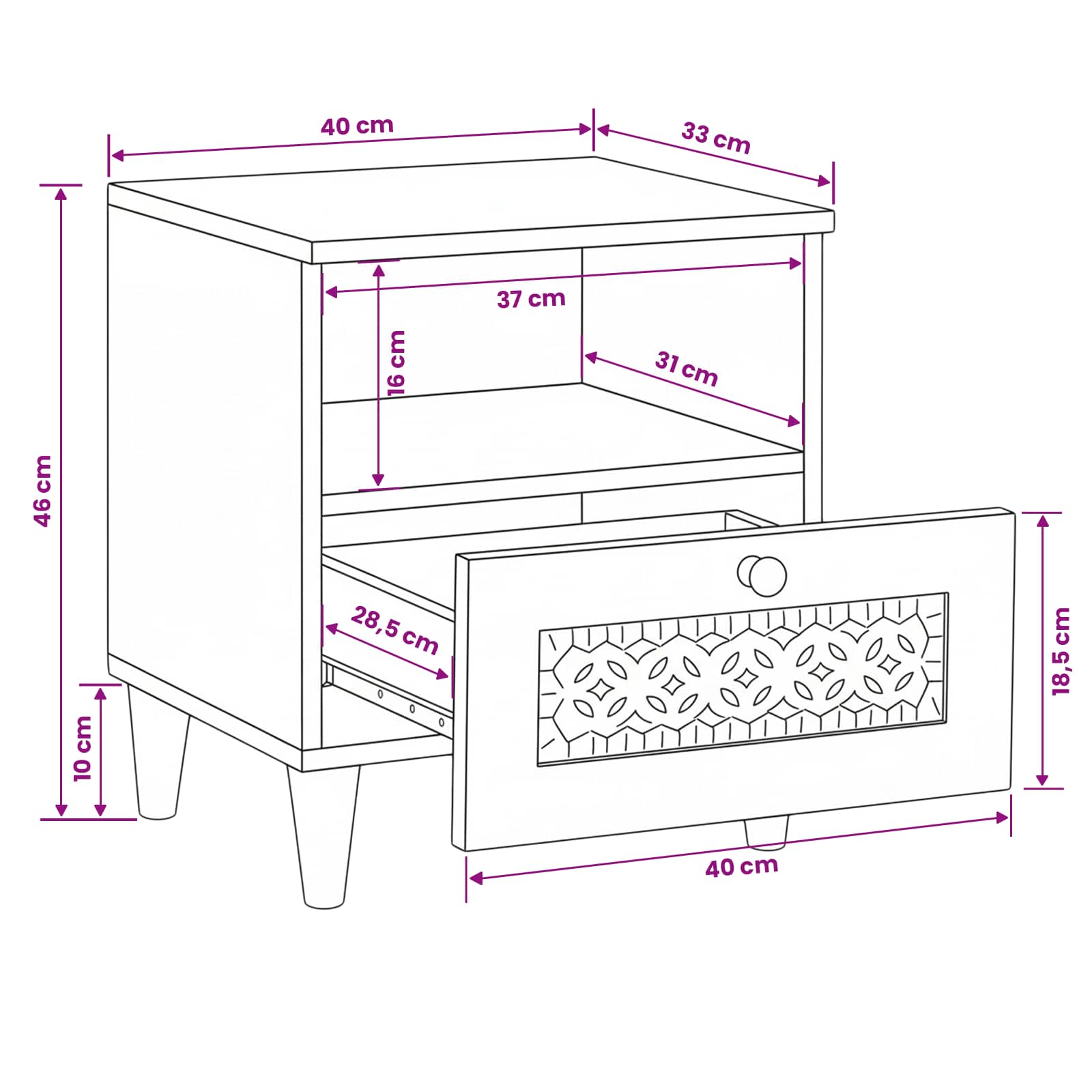 Mesa de noche 2 pcs Blanco 40 x 33 x 46 cm Madera de ingeniería