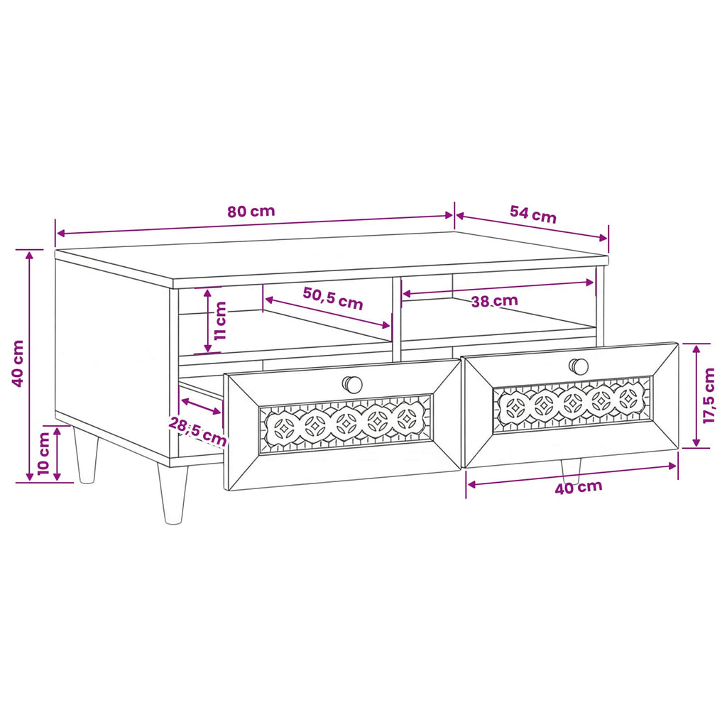 Mesa de centro Blanco Blanqueado 80 x 54 x 40 cm