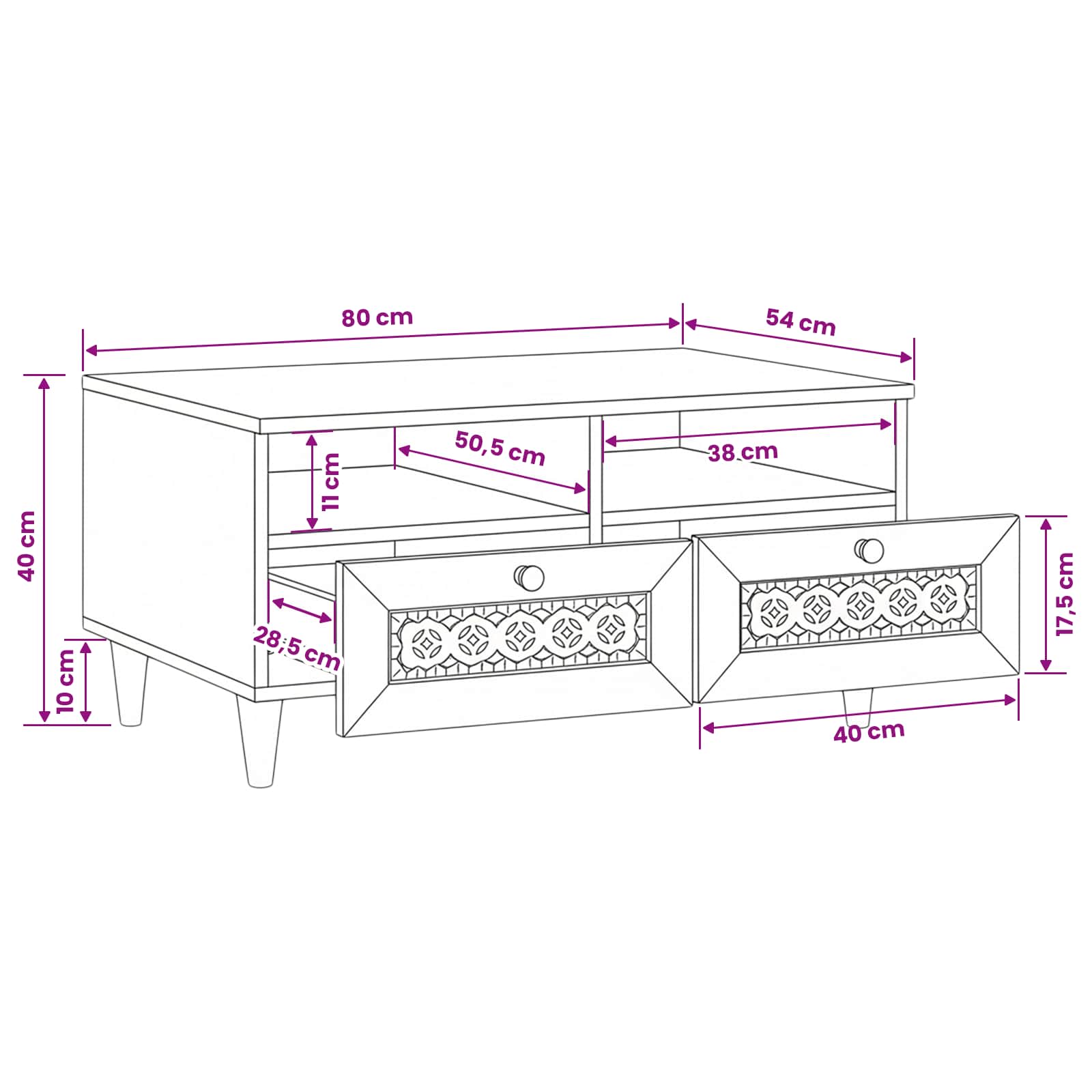 Mesa de centro Blanco Blanqueado 80 x 54 x 40 cm