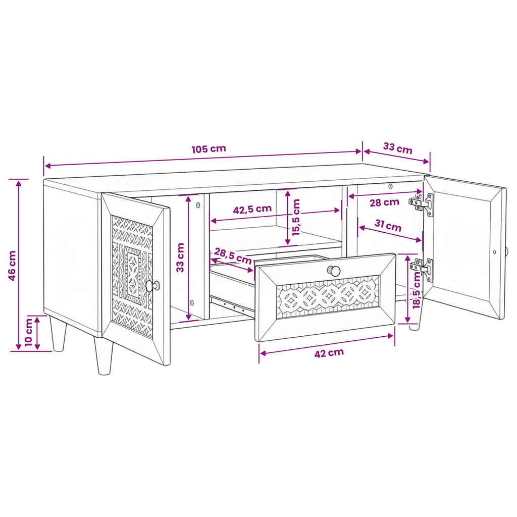 Unidades de TV con cajón 105 x 33 x 46 cm Madera contrachapada