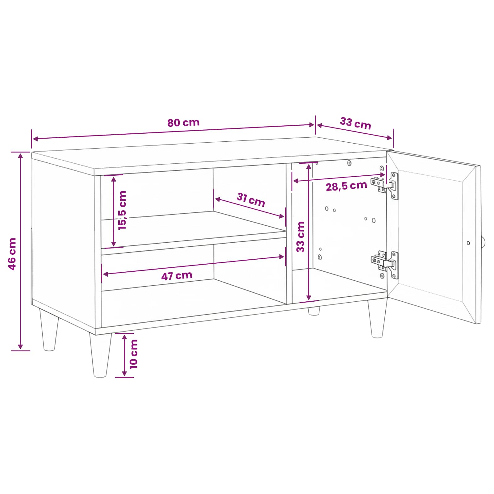 Unidades de TV con estante 80 x 33 x 46 cm Madera contrachapada