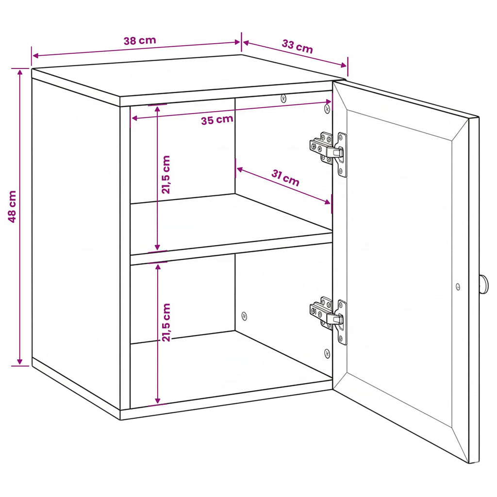 Mueble de Cuarto de Baño 38 x 33 x 48 cm Madera de ingeniería