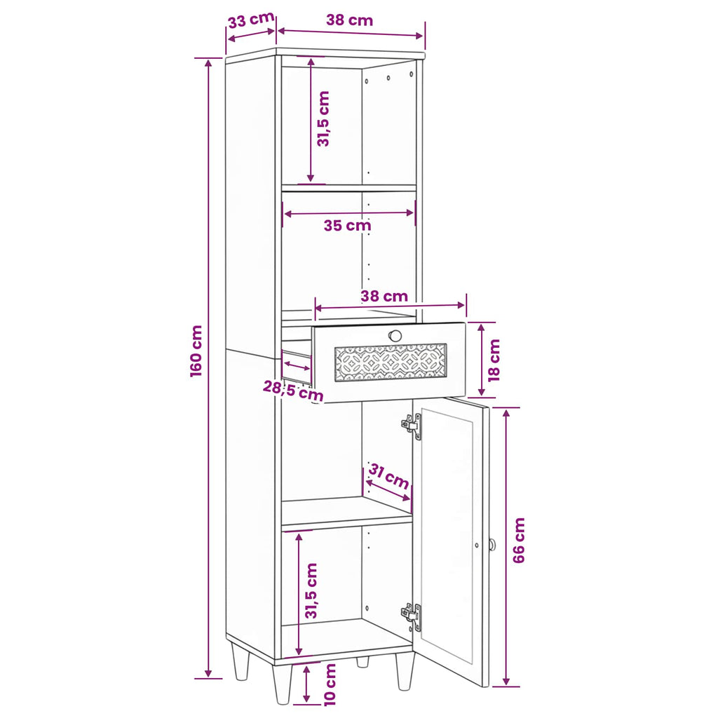 Mueble de Cuarto de Baño 38 x 33 x 160 cm Madera de ingeniería