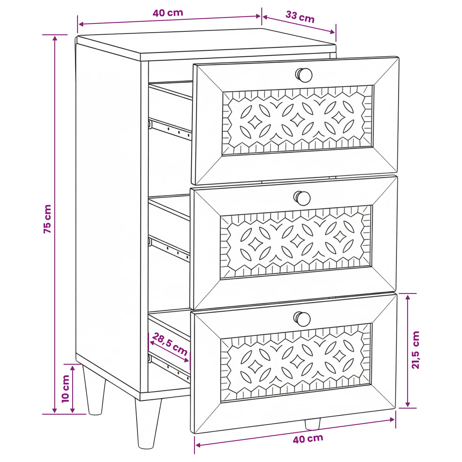 Vitrina con cajón 33.5 x 40 x 75 cm