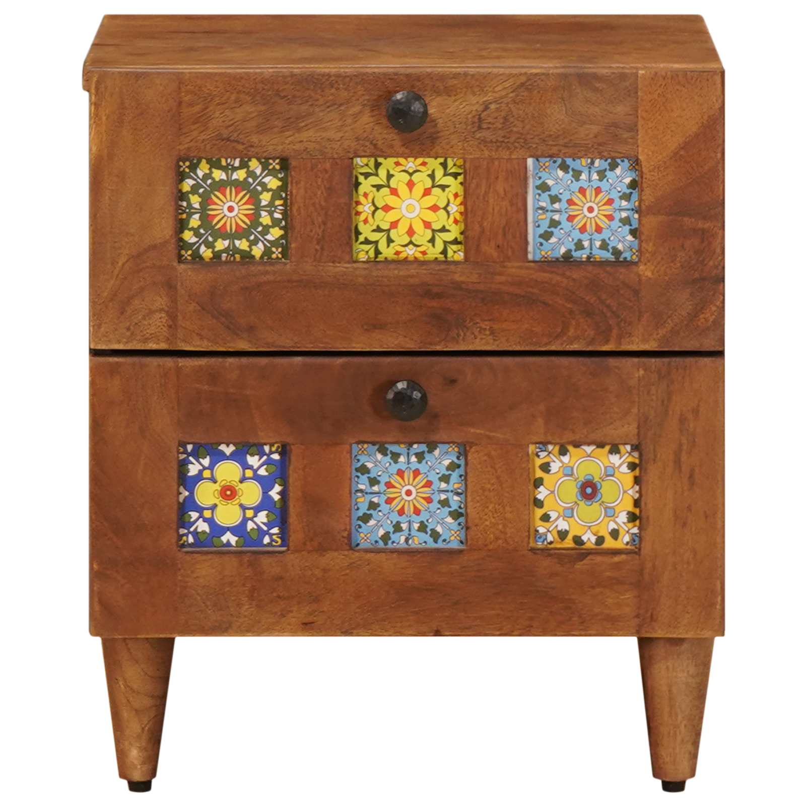 Armario de Noche con cajón 2 pcs Marrón 40 x 33 x 46 cm