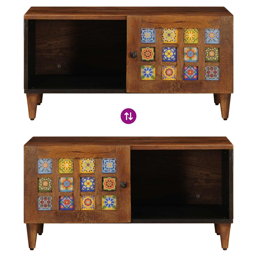 Mesa de Café Marrón 80 x 50 x 40 cm Madera de mango maciza