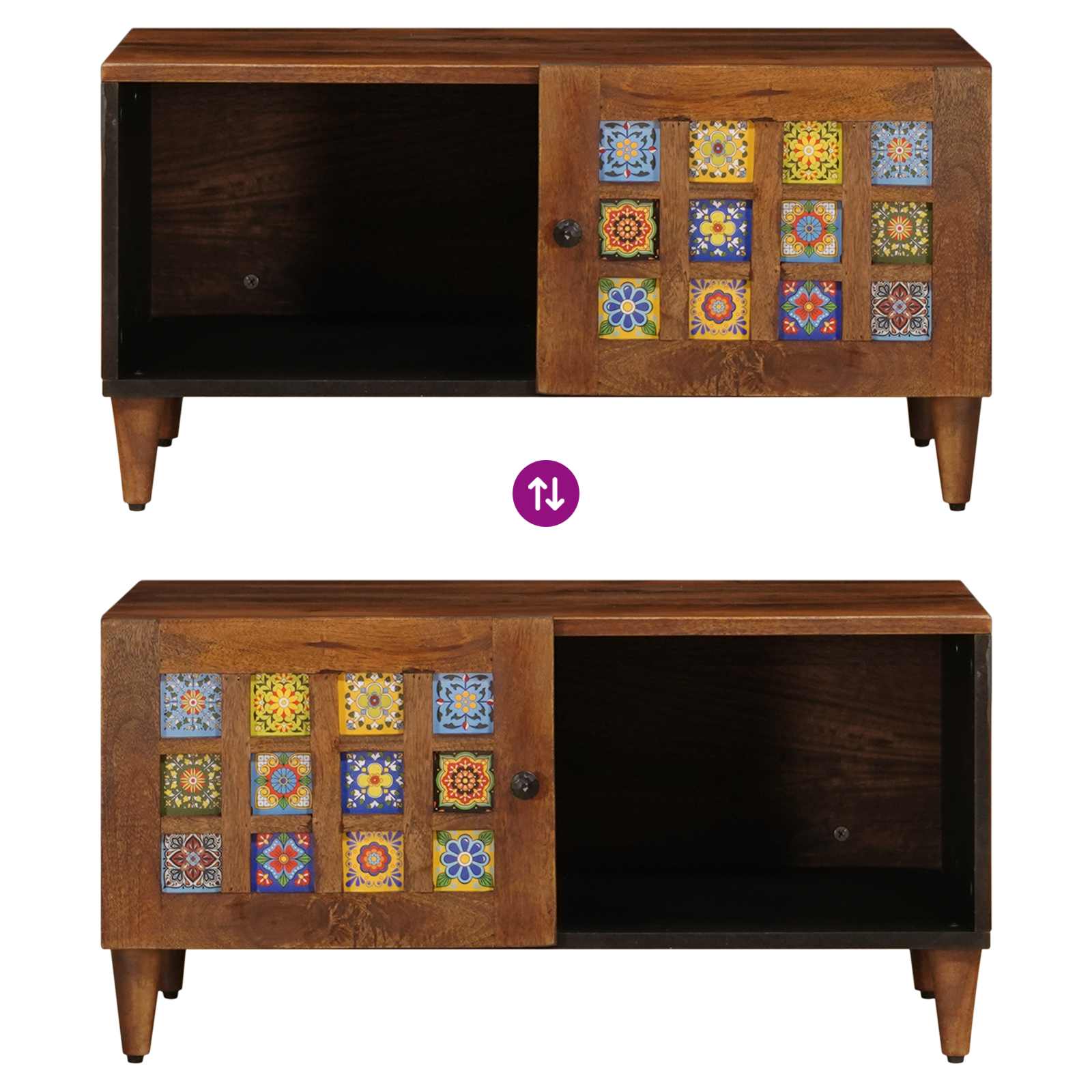 Mesa de Café Marrón 80 x 50 x 40 cm Madera de mango maciza