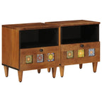 Armario de Noche con cajón 2 pcs Marrón 40 x 33 x 46 cm
