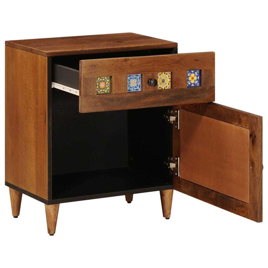 Armario de Noche Marrón 50 x 33 x 60 cm Madera de mango maciza
