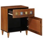 Armario de Noche Marrón 50 x 33 x 60 cm Madera de mango maciza