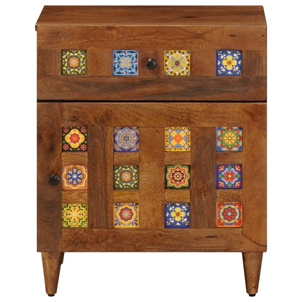 Armario de Noche Marrón 50 x 33 x 60 cm Madera de mango maciza