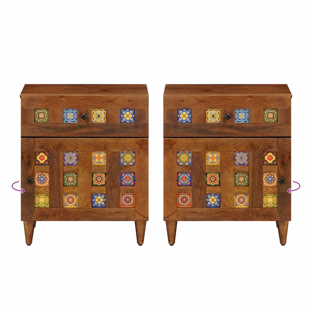 Armario de Noche Marrón 50 x 33 x 60 cm Madera de mango maciza