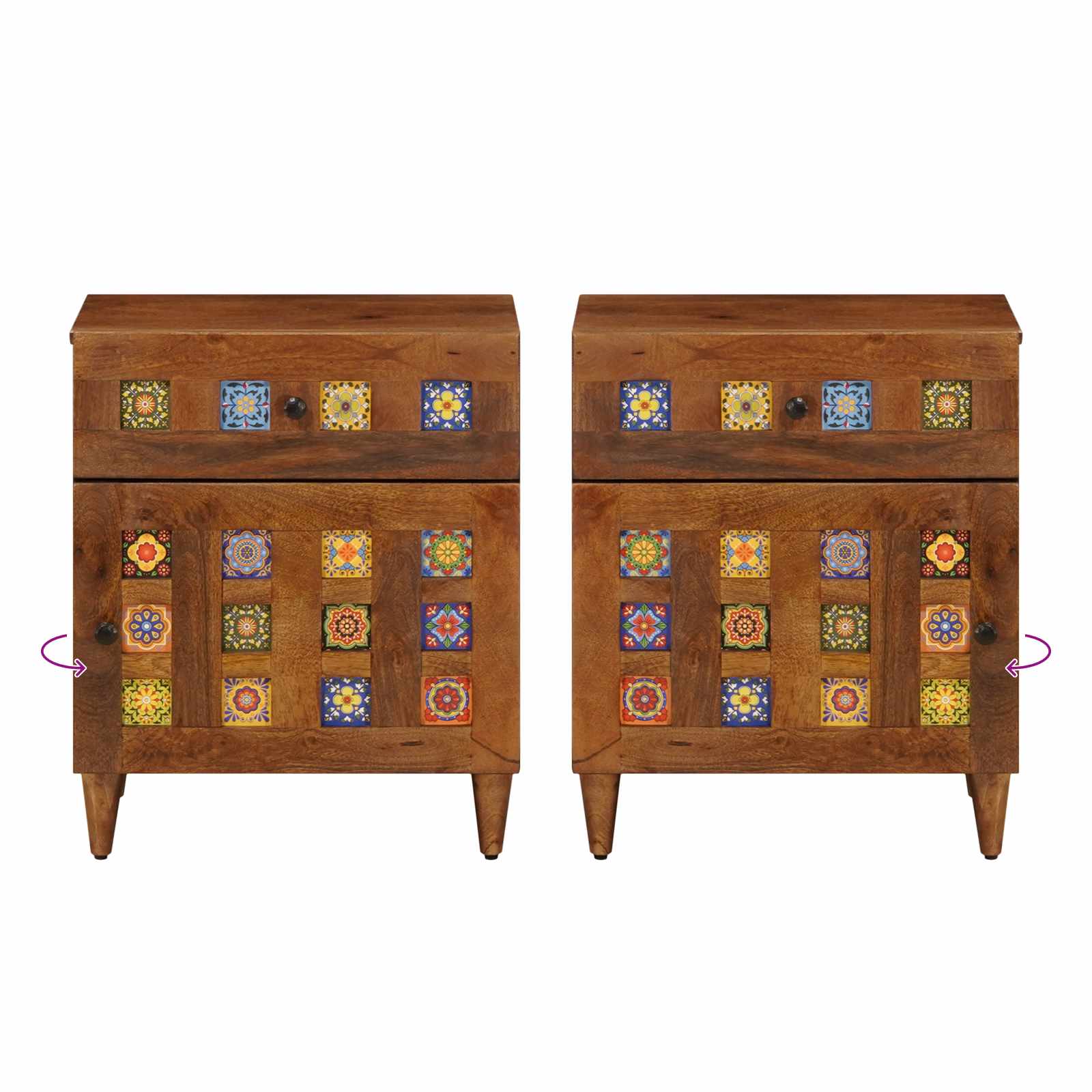 Armario de Noche Marrón 50 x 33 x 60 cm Madera de mango maciza
