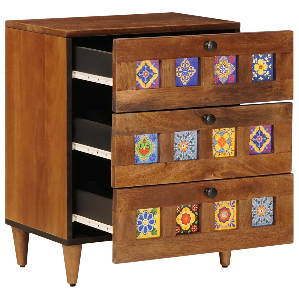 Armario de Noche Marrón 50 x 33 x 62 cm Madera de mango maciza