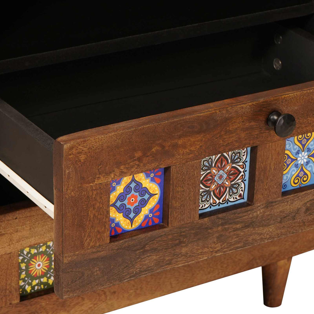 Armario de Noche Marrón 50 x 33 x 62 cm Madera de mango maciza