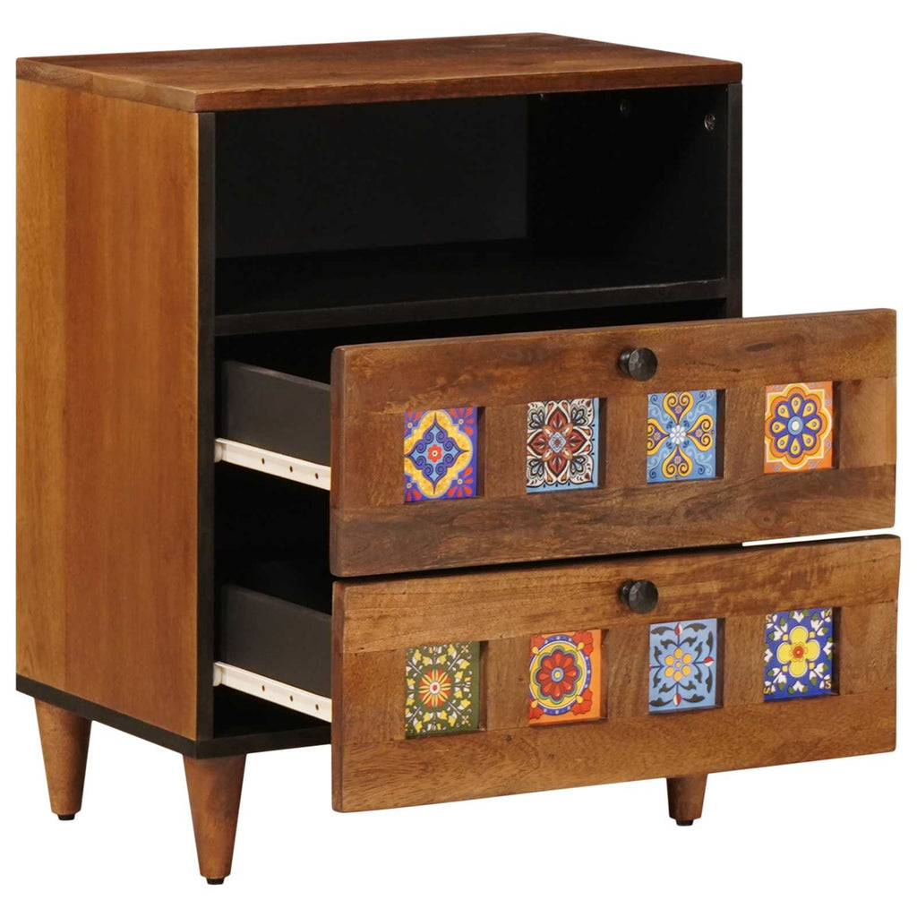 Armario de Noche Marrón 50 x 33 x 62 cm Madera de mango maciza