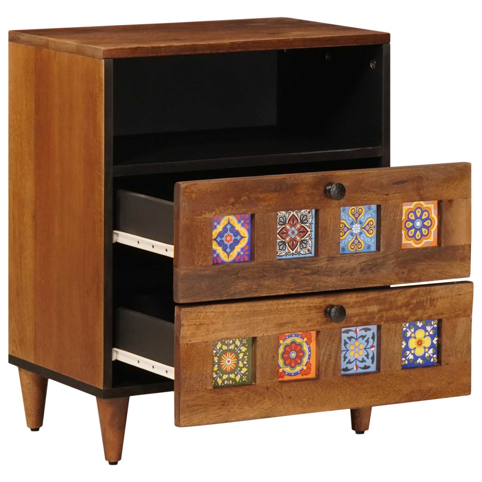 Armario de Noche Marrón 50 x 33 x 62 cm Madera de mango maciza