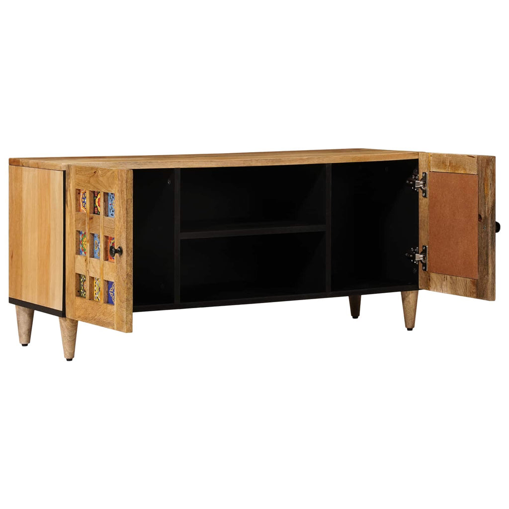 Mueble de TV Natural 105 x 33 x 46 cm Madera de mango maciza