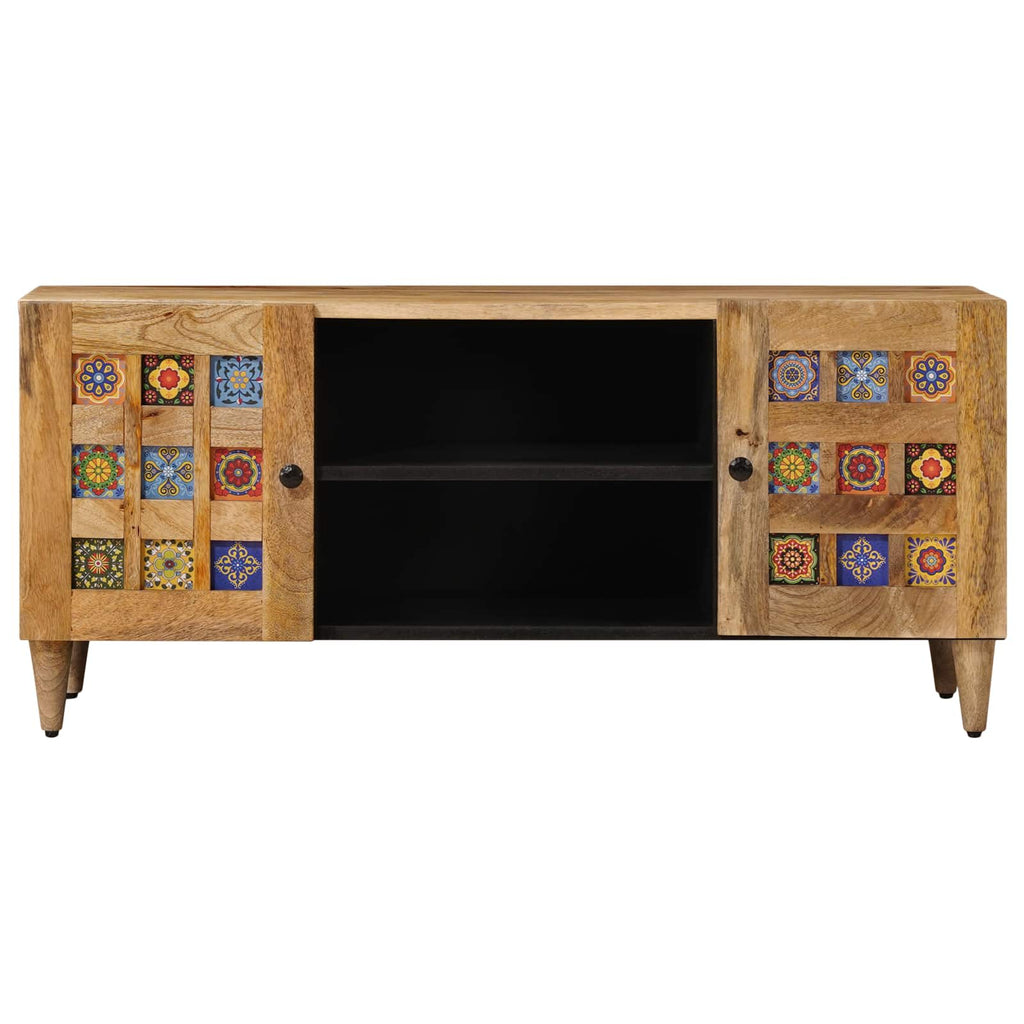 Mueble de TV Natural 105 x 33 x 46 cm Madera de mango maciza