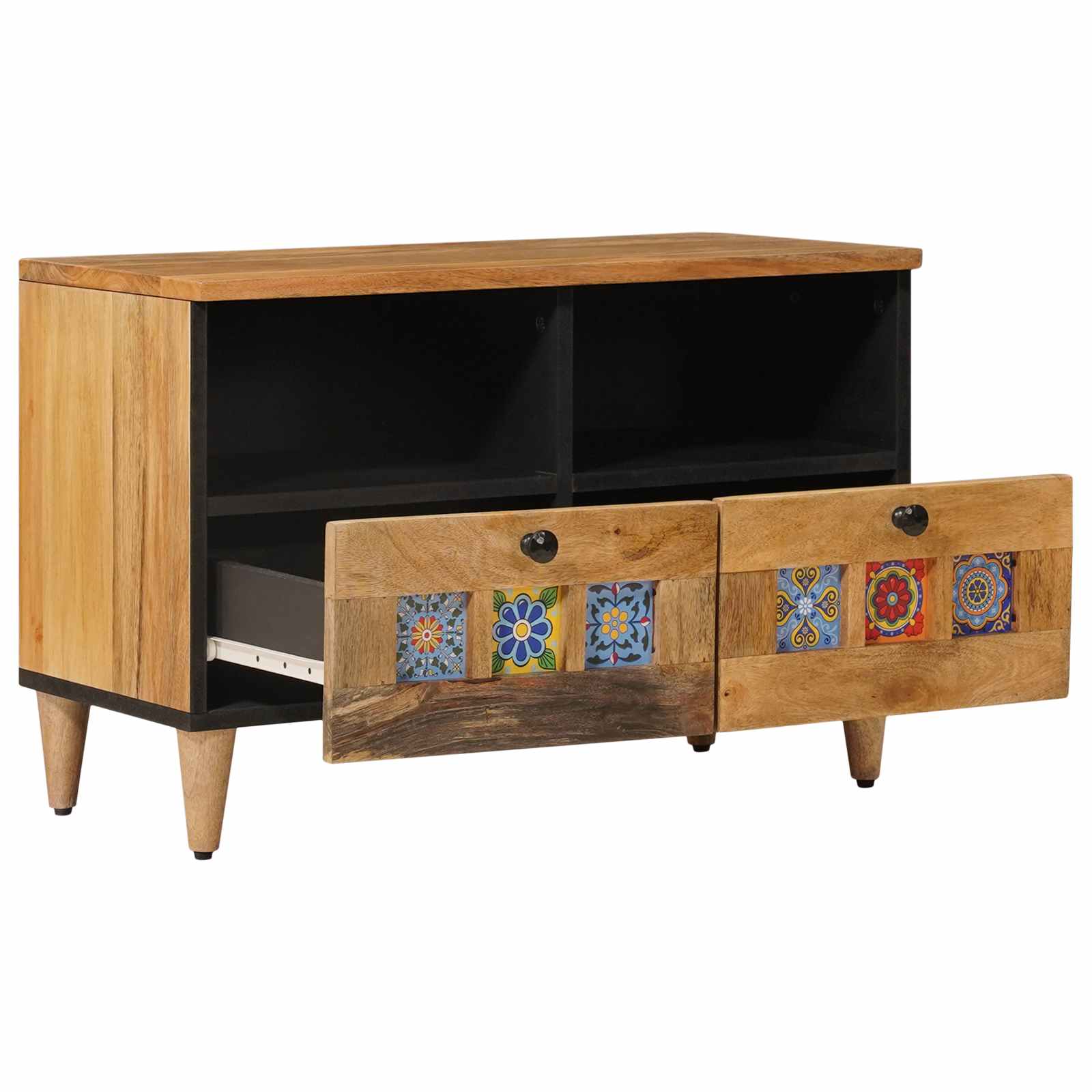 Mueble de TV Natural 70 x 33 x 46 cm Madera de mango maciza
