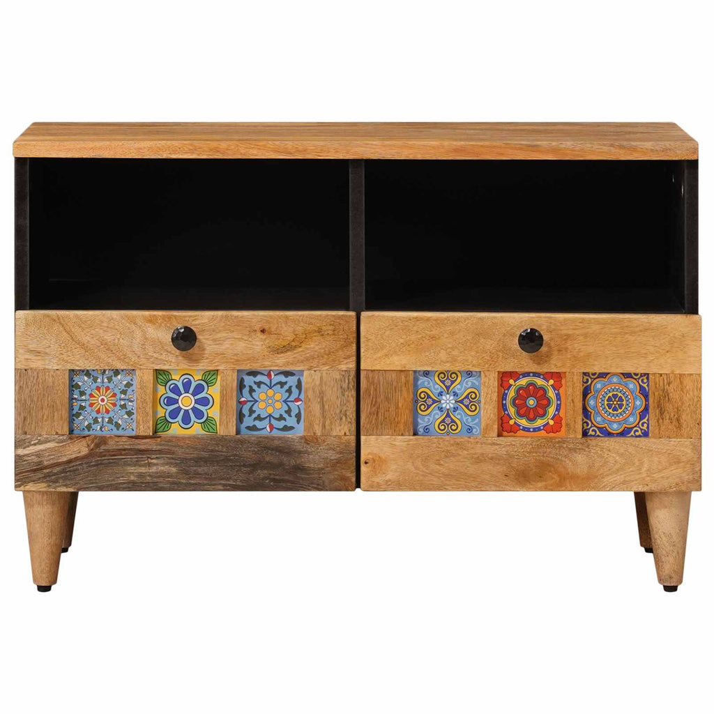 Mueble de TV Natural 70 x 33 x 46 cm Madera de mango maciza