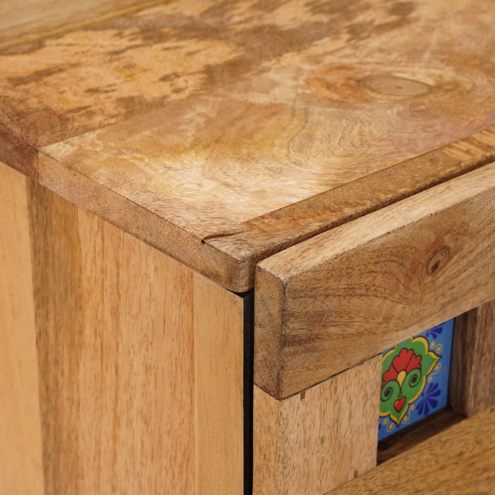 Armario de Noche Natural 50 x 33 x 60 cm Madera de mango maciza