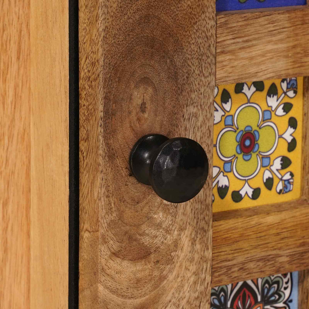 Armario de Noche Natural 50 x 33 x 60 cm Madera de mango maciza