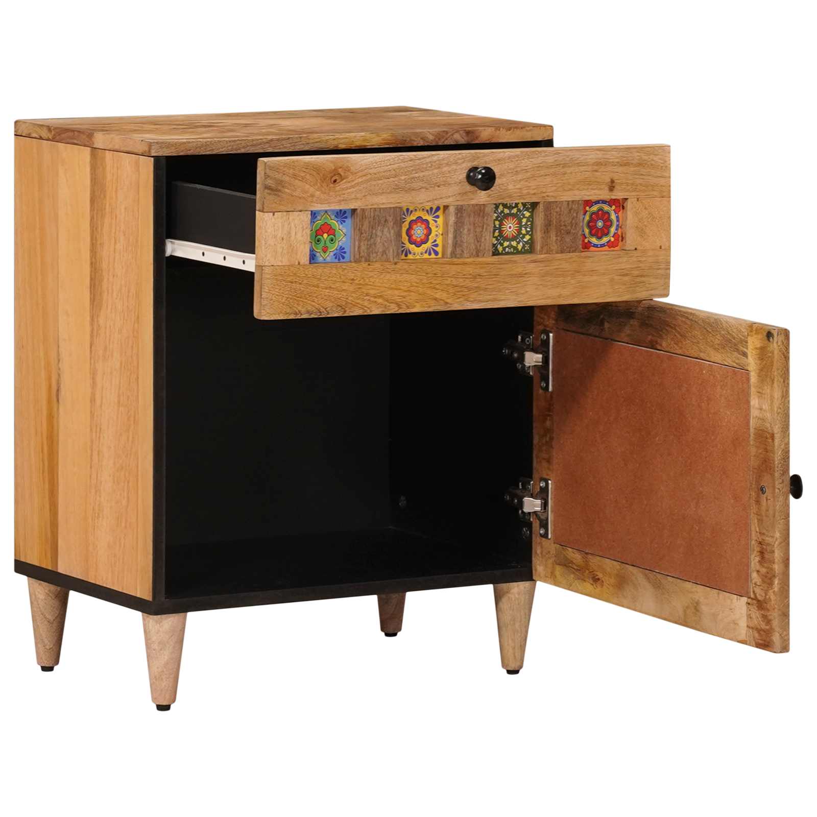 Armario de Noche Natural 50 x 33 x 60 cm Madera de mango maciza