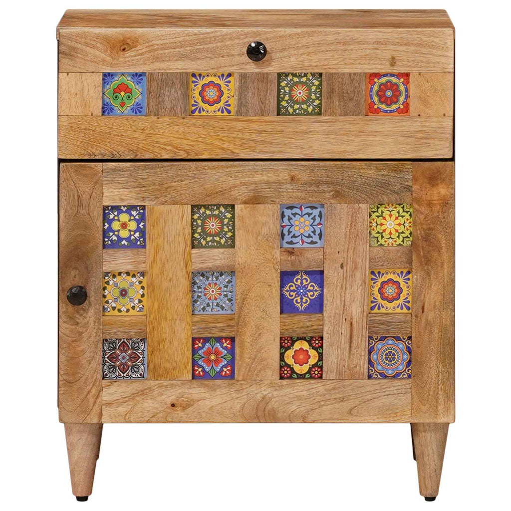 Armario de Noche Natural 50 x 33 x 60 cm Madera de mango maciza