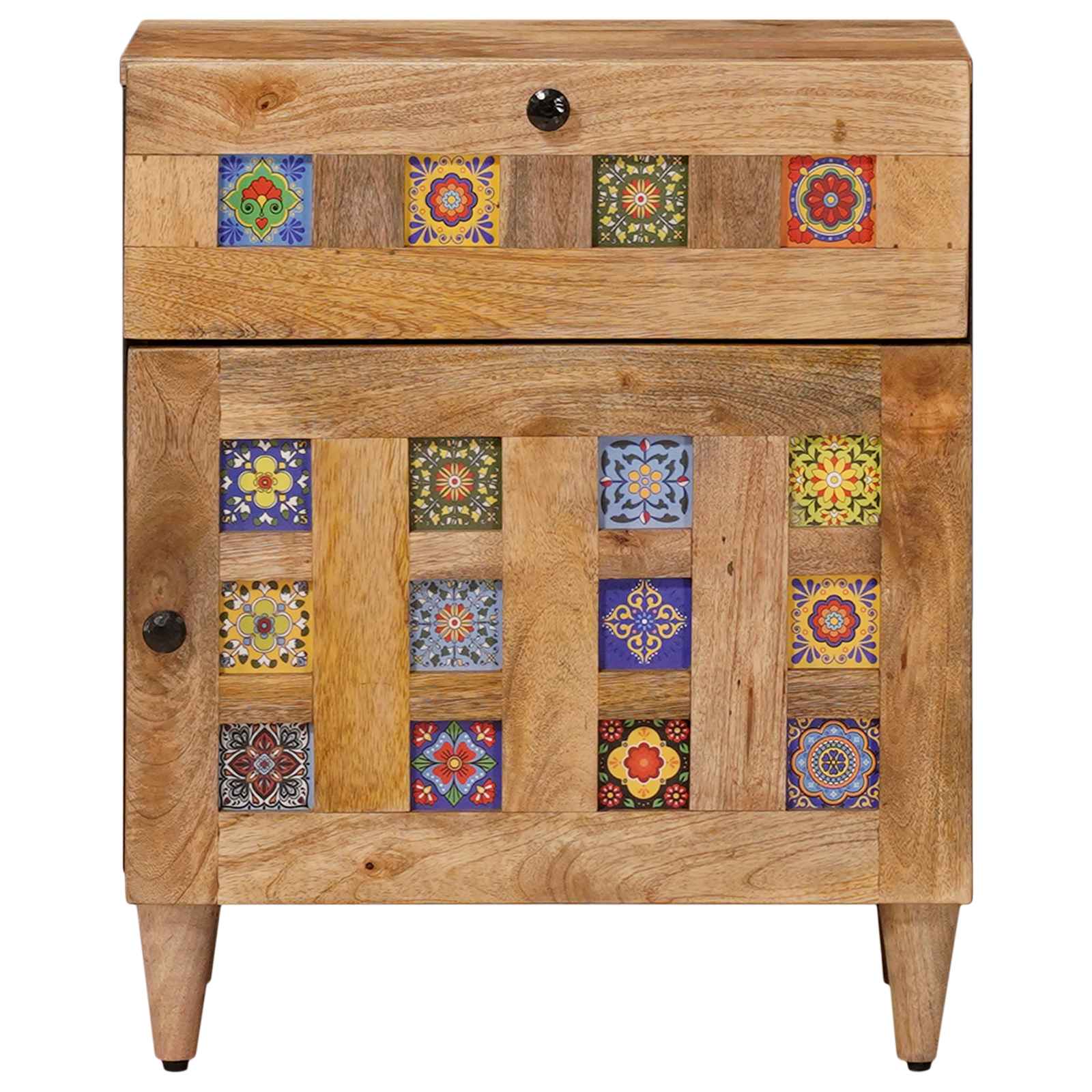 Armario de Noche Natural 50 x 33 x 60 cm Madera de mango maciza