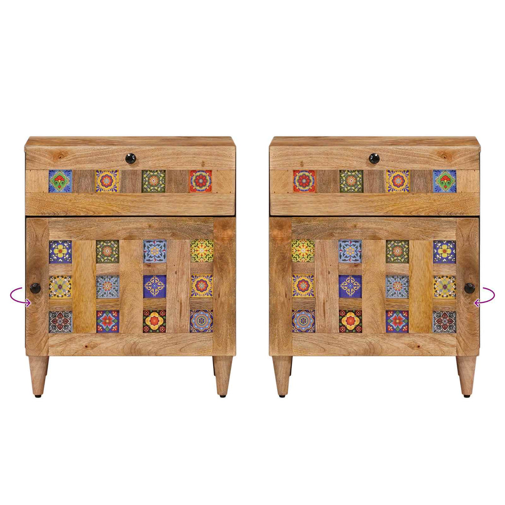 Armario de Noche Natural 50 x 33 x 60 cm Madera de mango maciza